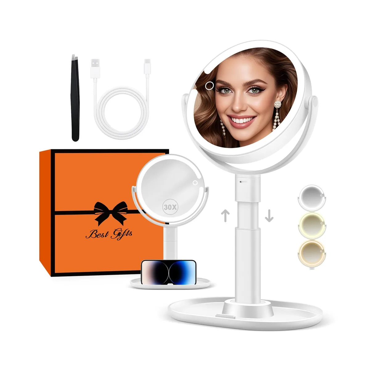 B Beauty Planet 30X-White 30X Magnifying Bath Mirror White — product photo