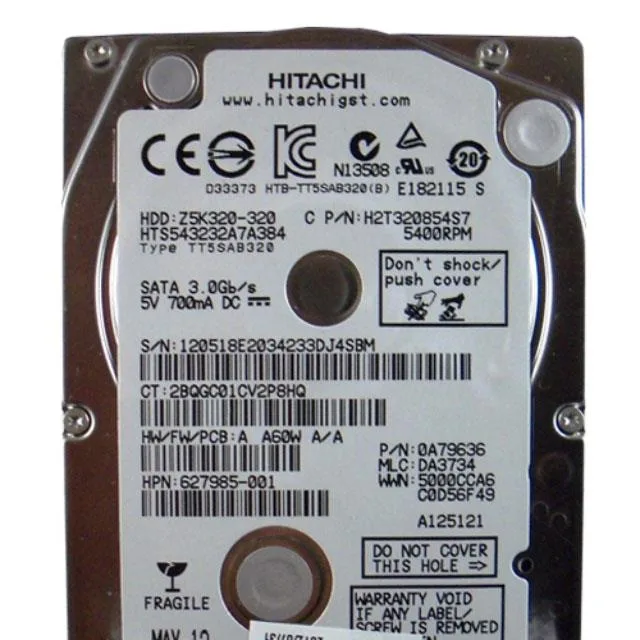 HP HP 627985-001 320GB 5400RPM 2.5" SATA internal hard drive — product photo