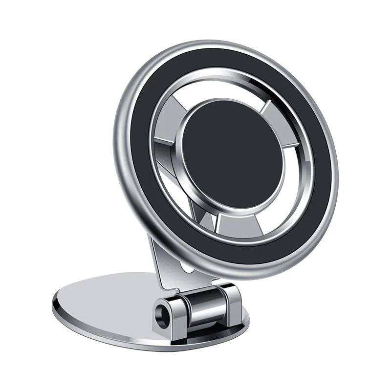 YINGHUA YINGHUA Foldable Car Dashboard Windshield Adhesive Mount 360 Rotating Magnetic Phone Mount Silver — product photo