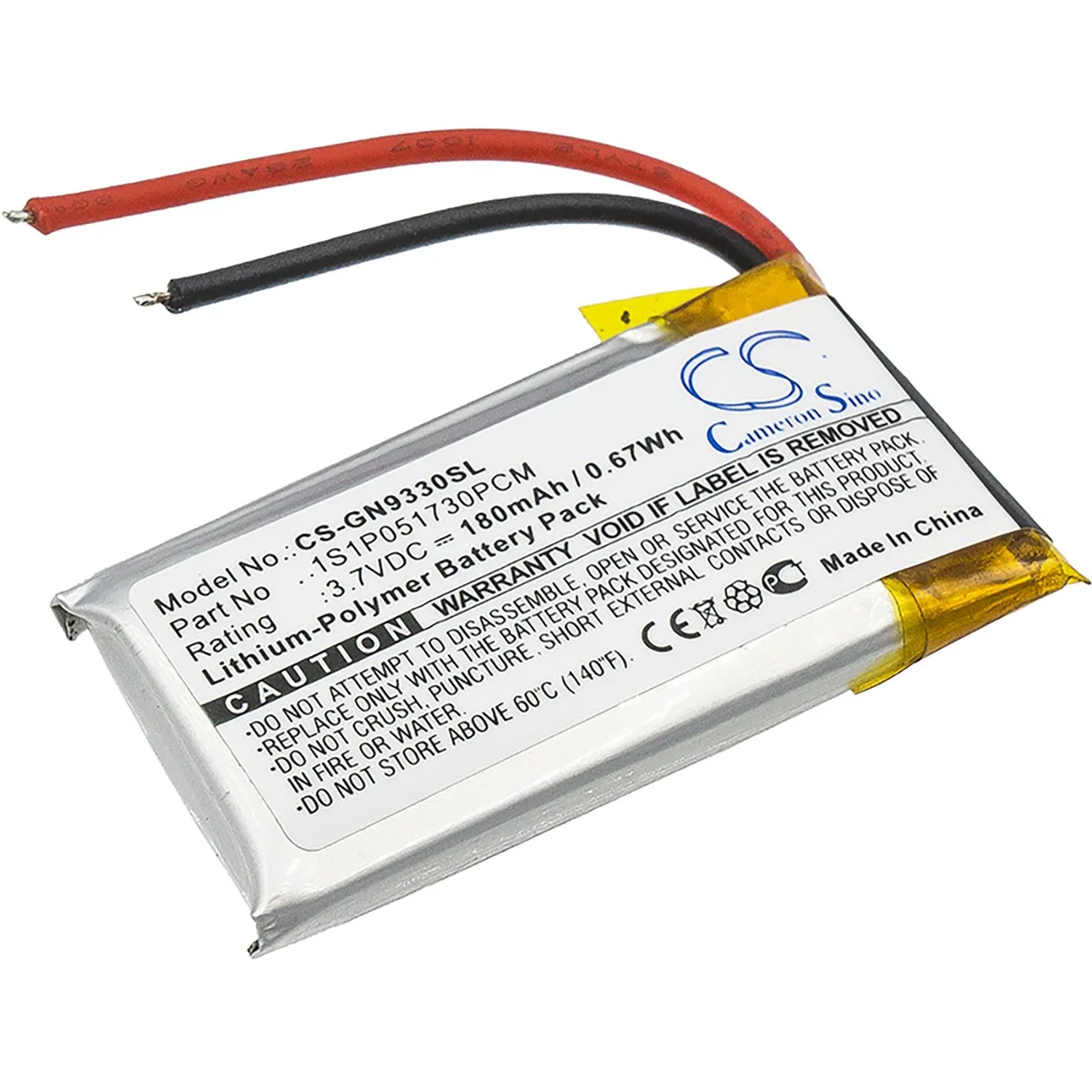 Cameron &amp; Co Cameron &amp; Co DS-CS-GN9330SL Headset Battery 3.7V 180mAh — product photo