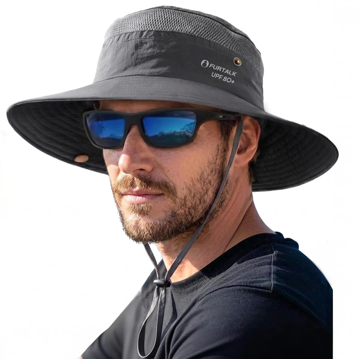 Sun Hats UPF 80+ Wide Brim Bucket Hat Dark Grey — product photo
