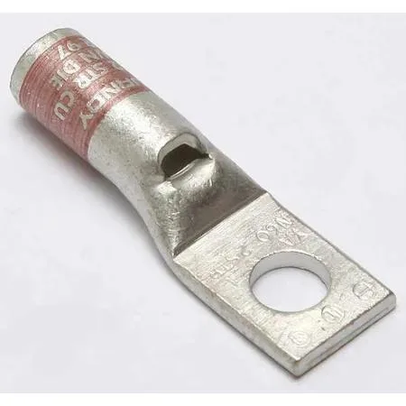 Copper compression lug, one hole, brown colour code, straight tongue