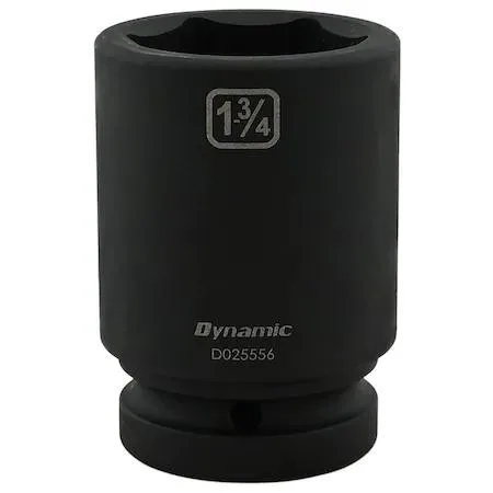 Large black phosphate 1-inch drive deep socket with laser-etched size markings