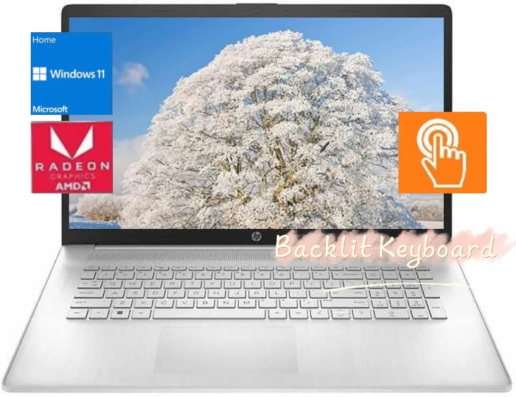 HP HP 17.3" HD+ Touchscreen Laptop AMD Ryzen 5 PRO 7530U 32GB DDR4 2TB NVMe Windows 11 Home Silver — product photo