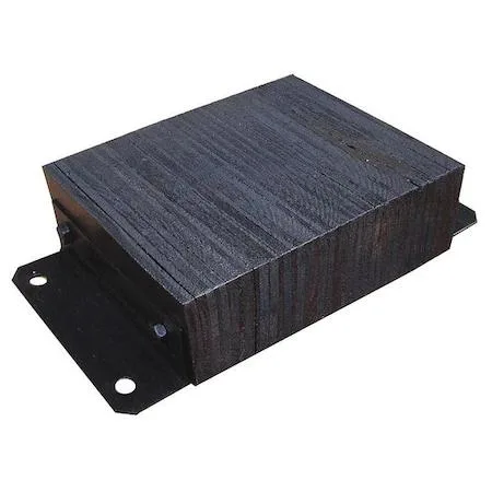 Rectangular black rubber dock bumper with four bolt holes