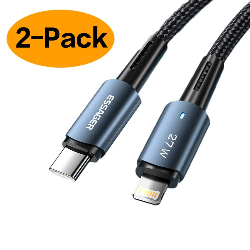 ESTONE ESTONE Essager CGI27W USB-C to Lightning Cable 27W 3A 3.3ft Blue 2-Pack — product photo