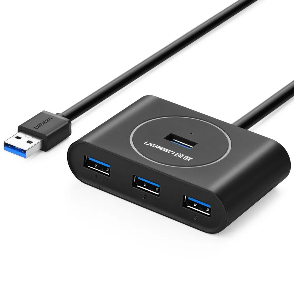 TeKit TeKit 20291 4-port USB 3.0 hub 3.28ft cable black — product photo