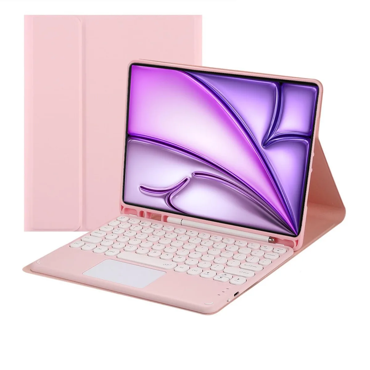 Pink magnetic detachable Bluetooth keyboard case with trackpad and pencil holder for 13 inch iPad Air