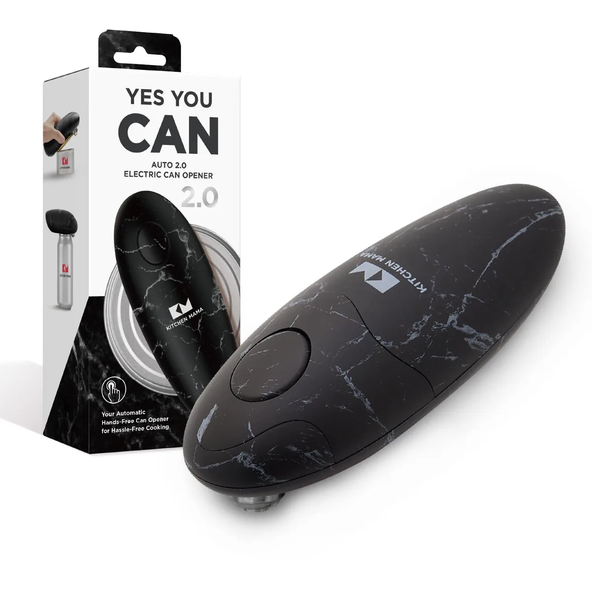 Kitchen Mama Auto 2.0 electric can opener in marble black finish