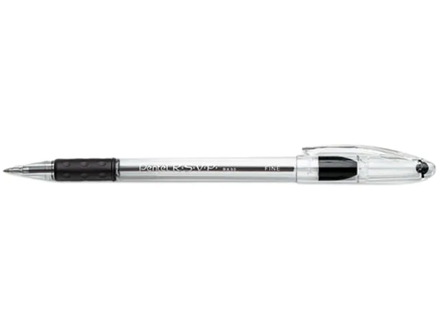 Pentel of America, Ltd. Pentel of America, Ltd. BK90A R.S.V.P. Ballpoint Pen, Black Ink, Fine, Dozen — product photo