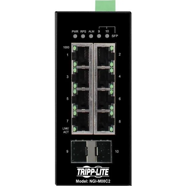 Tripp Lite Tripp Lite NGIM08C2 8-Port Managed DIN Mount Industrial Gigabit Ethernet Switch network switch — product photo