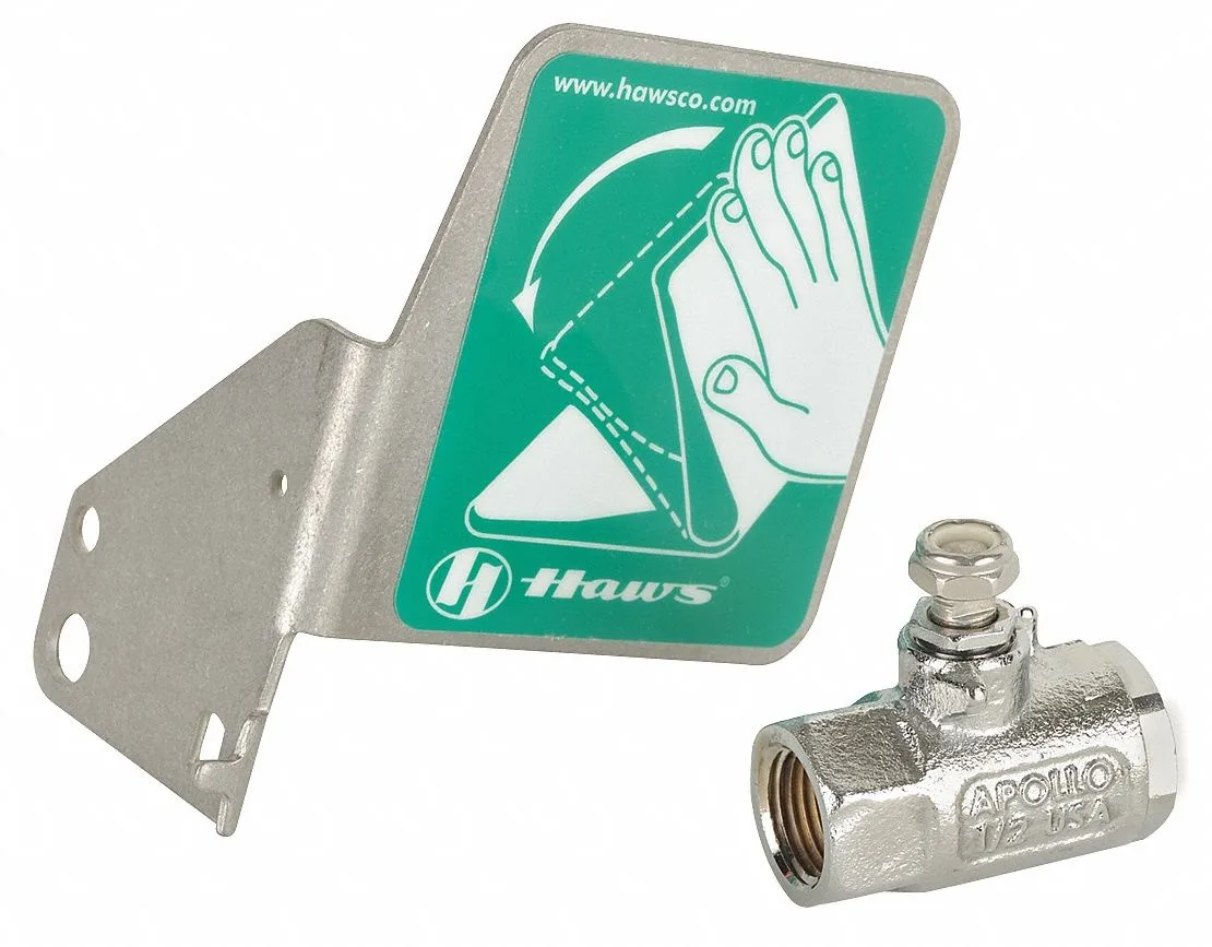 Haws SP225 ball valve with flag handle transparent finish