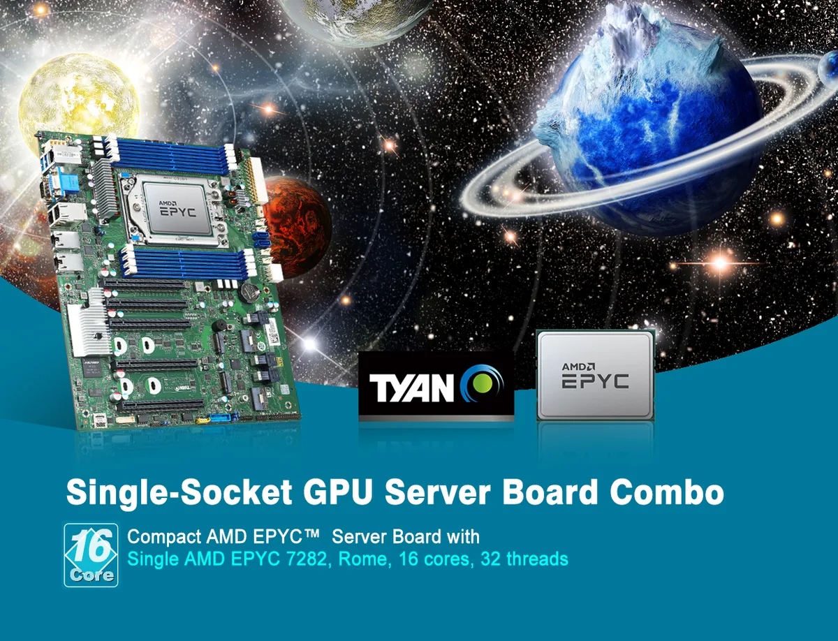 TYAN TYAN S8030GM4NE-2T-7282 server motherboard with AMD EPYC 7282 16-core 2.8GHz — product photo