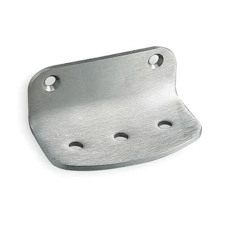 Wall-mounted stainless steel soap dish with satin silver finish and mounting hardware