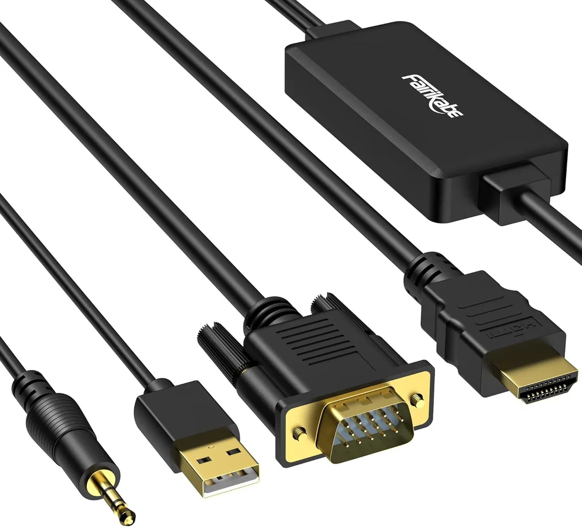 Brainwavz Brainwavz VGA to HDMI USB Display Adapter 6 ft 1080p 60 Hz 3.5 mm audio USB 2.0 power — product photo