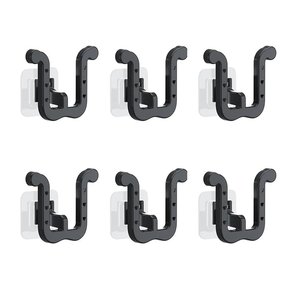 Six small white plastic foldable slipper hooks with adhesive backs