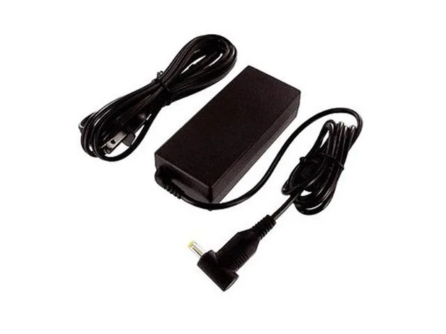 Black rectangular AC adapter with M2 tip, 4 by 2.38 by 1.25 inches