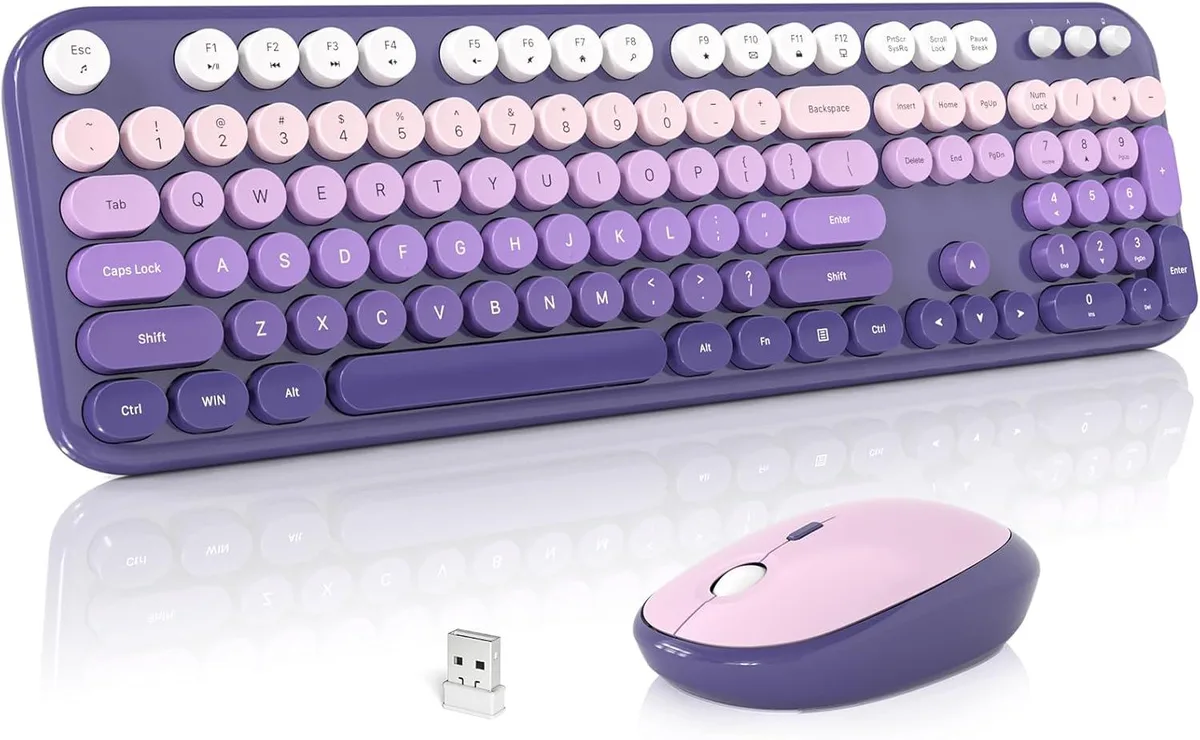 TUKO TUKO Wireless Keyboard and Mouse Combo Purple Gradient 2.4GHz Full-size 12 multimedia keys 35 ft range — product photo
