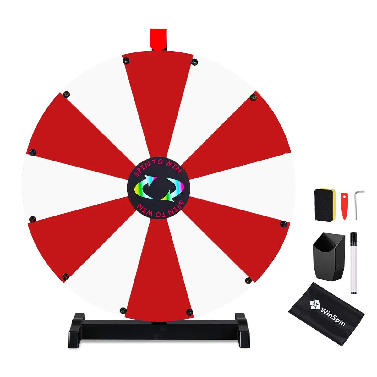 Yescom USA, Inc. Yescom USA, Inc. 35WSPPAR018-TT-RW 24" Tabletop Prize Wheel 12 Slots Red & White Supply — product photo