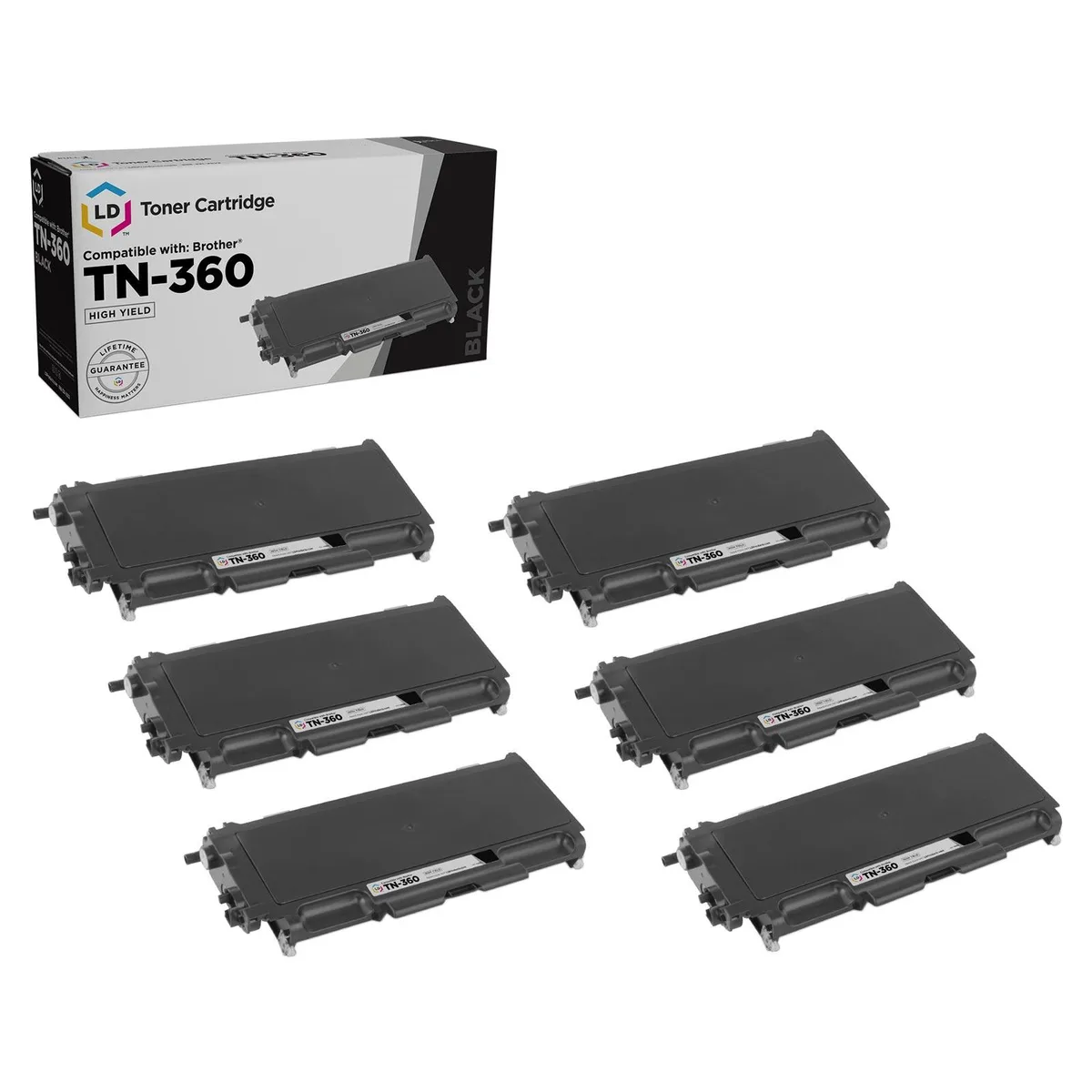 LD Products LD Products Compatible Toner Cartridge TN-360 High Yield Black 6 Pack — product photo