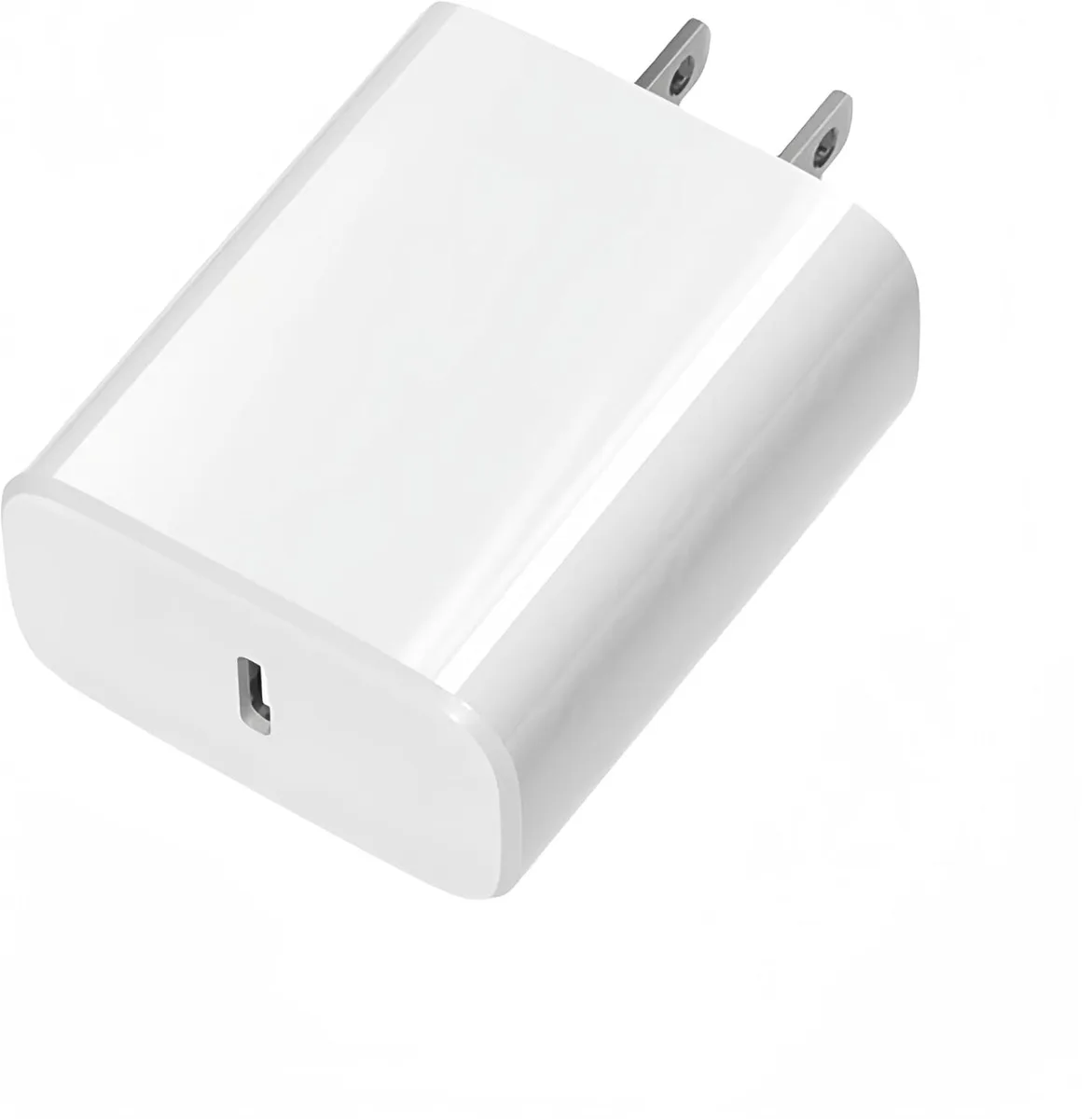 Compact white USB-C wall charger with foldable prongs