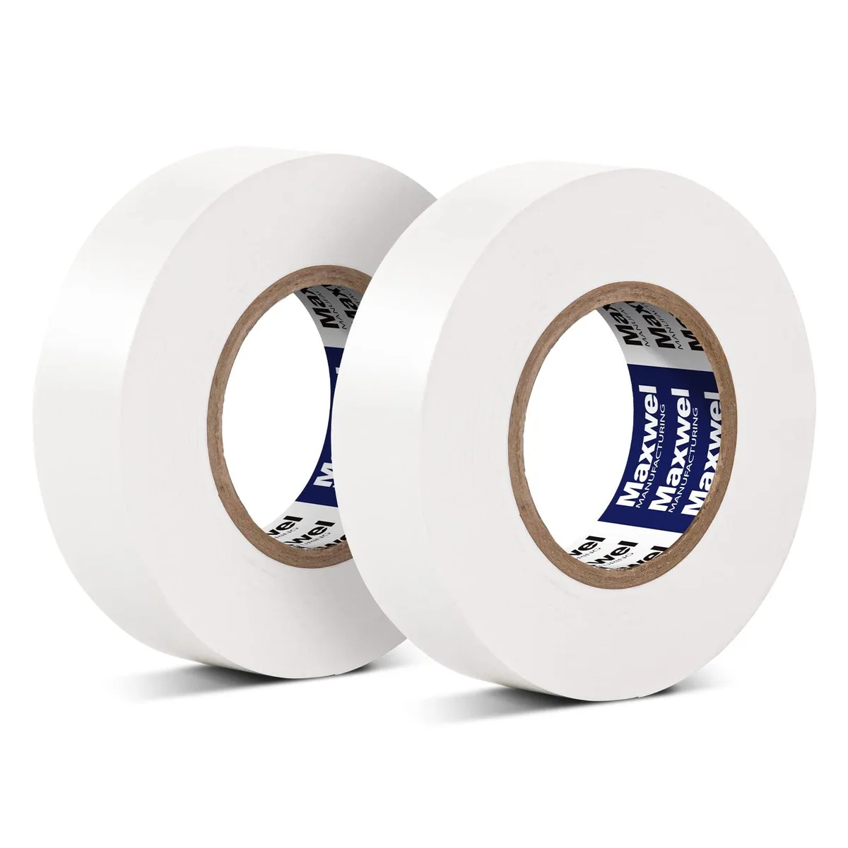  Maxwel Manufacturing PVC Electrical Tape 3/4 Inch 65 Feet White 2 Rolls — product photo