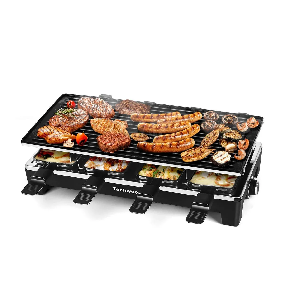  Techwood Jet Black LE Raclette Grill 1500W 8 Pans — product photo