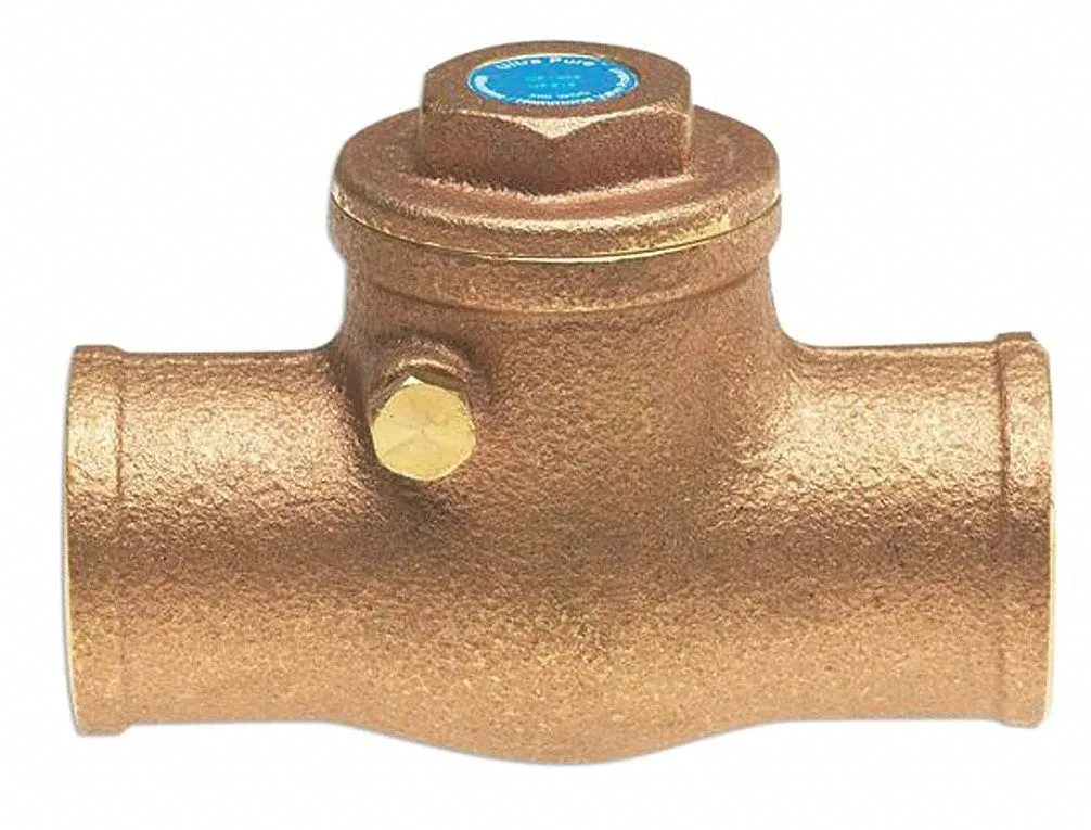 Bronze inline check valve with sweat connections