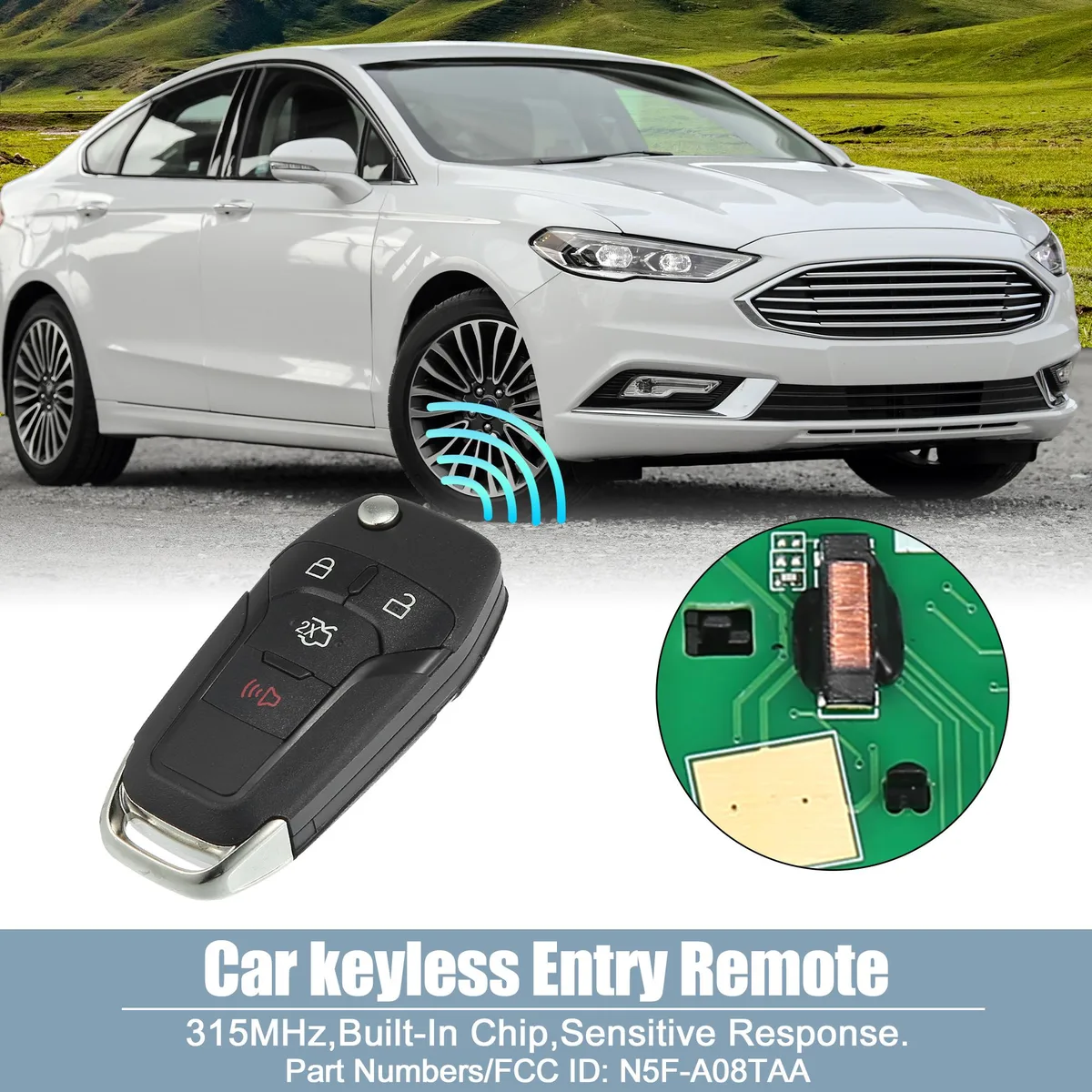 Unique-Bargains Unique-Bargains 315MHz N5F-A08TAA Key Fob Ford Fusion 2013-2016 4 Button 49 Chip — product photo