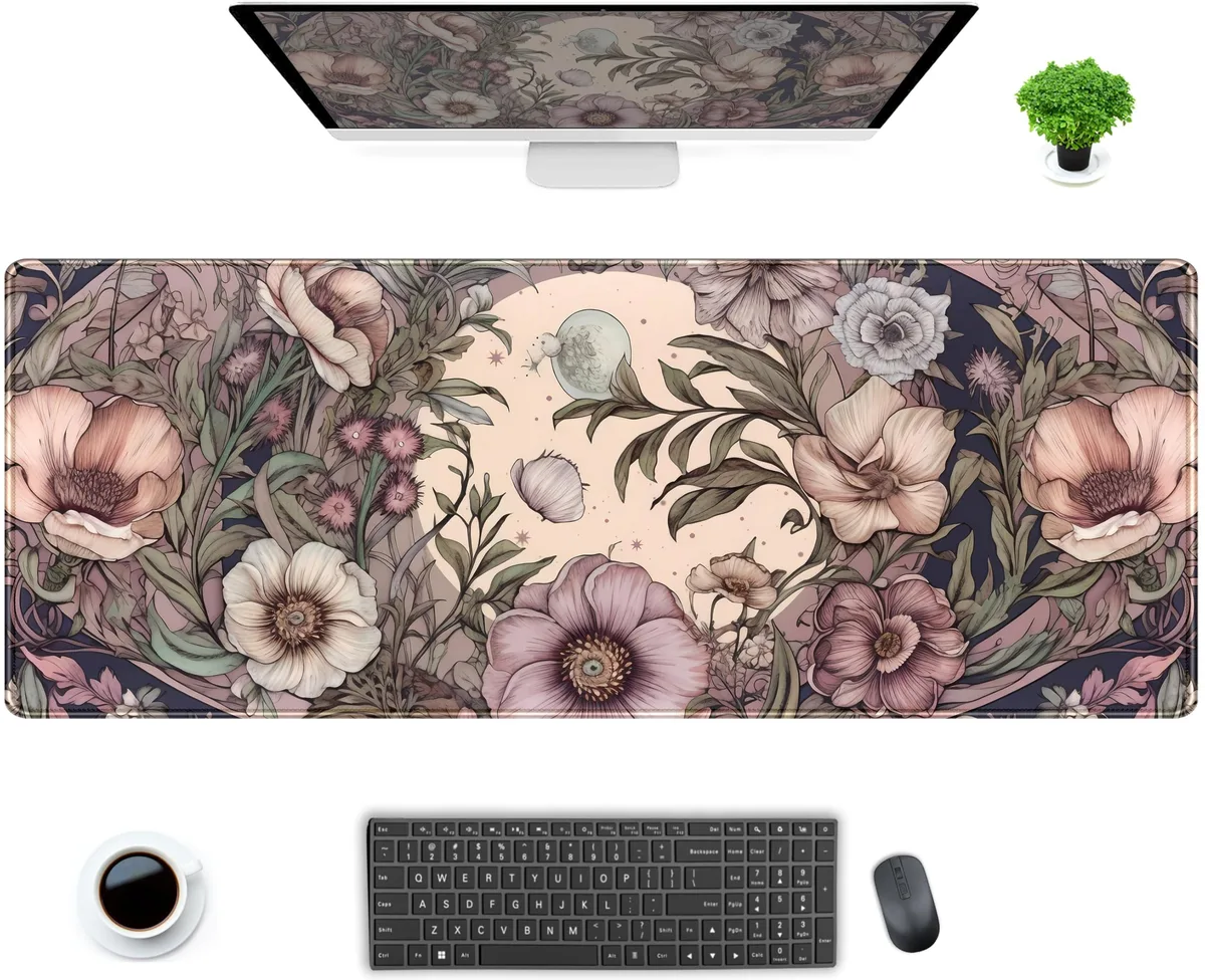 Keychron DXC-000 Pastel Purple Floral Mouse Pad 31.5x11.8 in — product photo