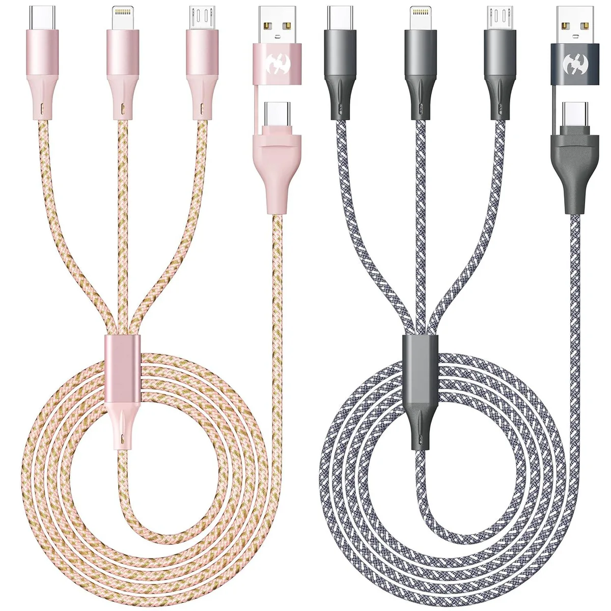 MCHOSE MCHOSE 3-in-1 Multi Charging Cable 4ft 2Pack MFi Certified Braided — product photo