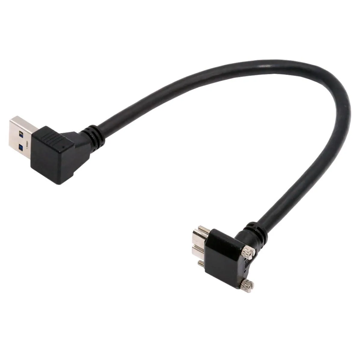 Fervit Fervit USB 3.0 A Male Down 90° to Micro-B 3.0 Up Angled Locking Screw Panel Cable 25cm — product photo