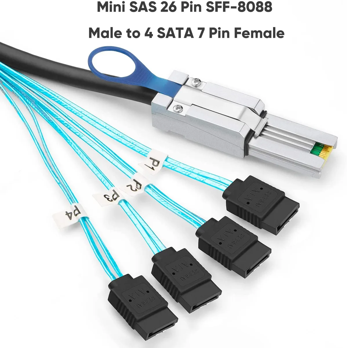 ETopSell ETopSell Mini SAS SFF-8088 Male to 4 SATA 7Pin Female Cable 1M — product photo