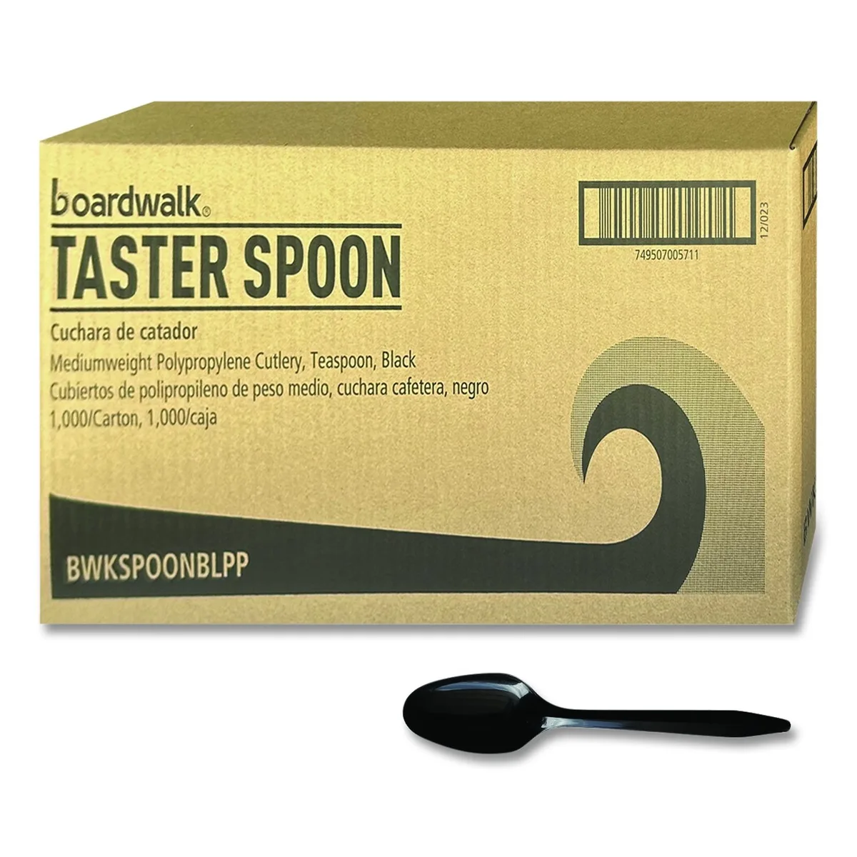Black mediumweight polypropylene disposable spoons, 1000-count carton