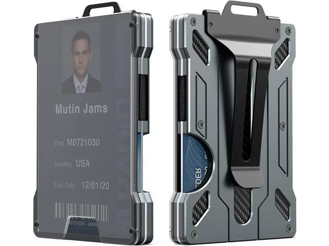 Corn Electronics Corn Electronics Slim Aluminum Wallet Grey 15 Cards RFID Blocking ID Window Money Clip — product photo