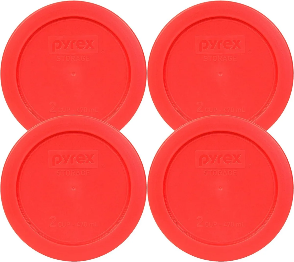 Four round red silicone lids for 7200 containers