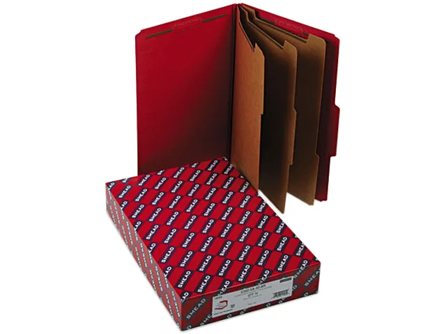 Smead Smead 19095 file folder 3in expansion legal 8-section bright red 10/box — product photo