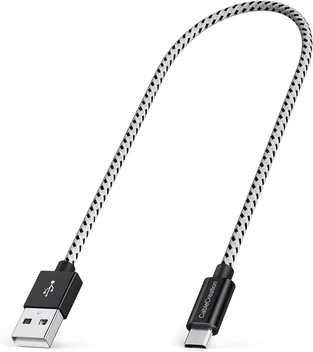 BFKK BFKK Short Micro USB Cable 1FT 24 AWG Triple Shielded 0.3m Black — product photo