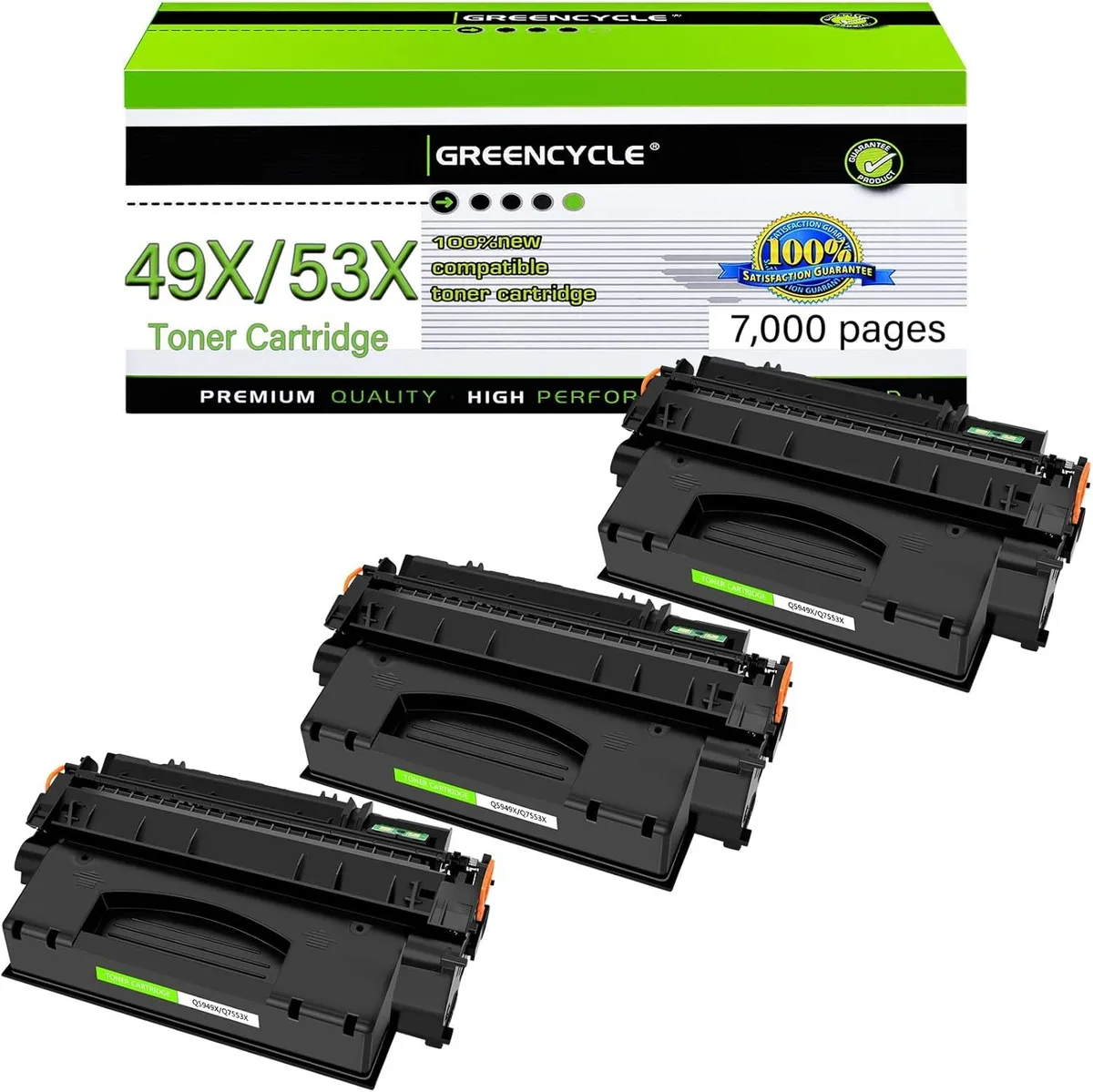 GREENCYCLE GREENCYCLE Q7553X Toner Cartridge 3 Pack Black 7000 Pages — product photo