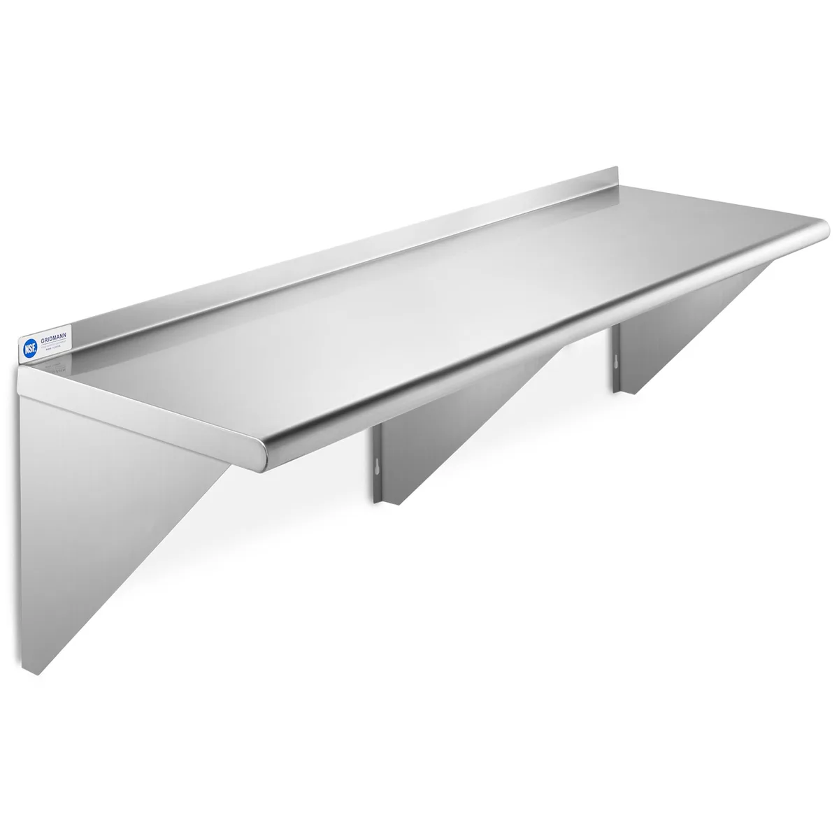 Gridmann Gridmann 18" x 60" Stainless Steel Wall Mount Shelf with Backsplash, NSF Certified 18 Gauge — product photo