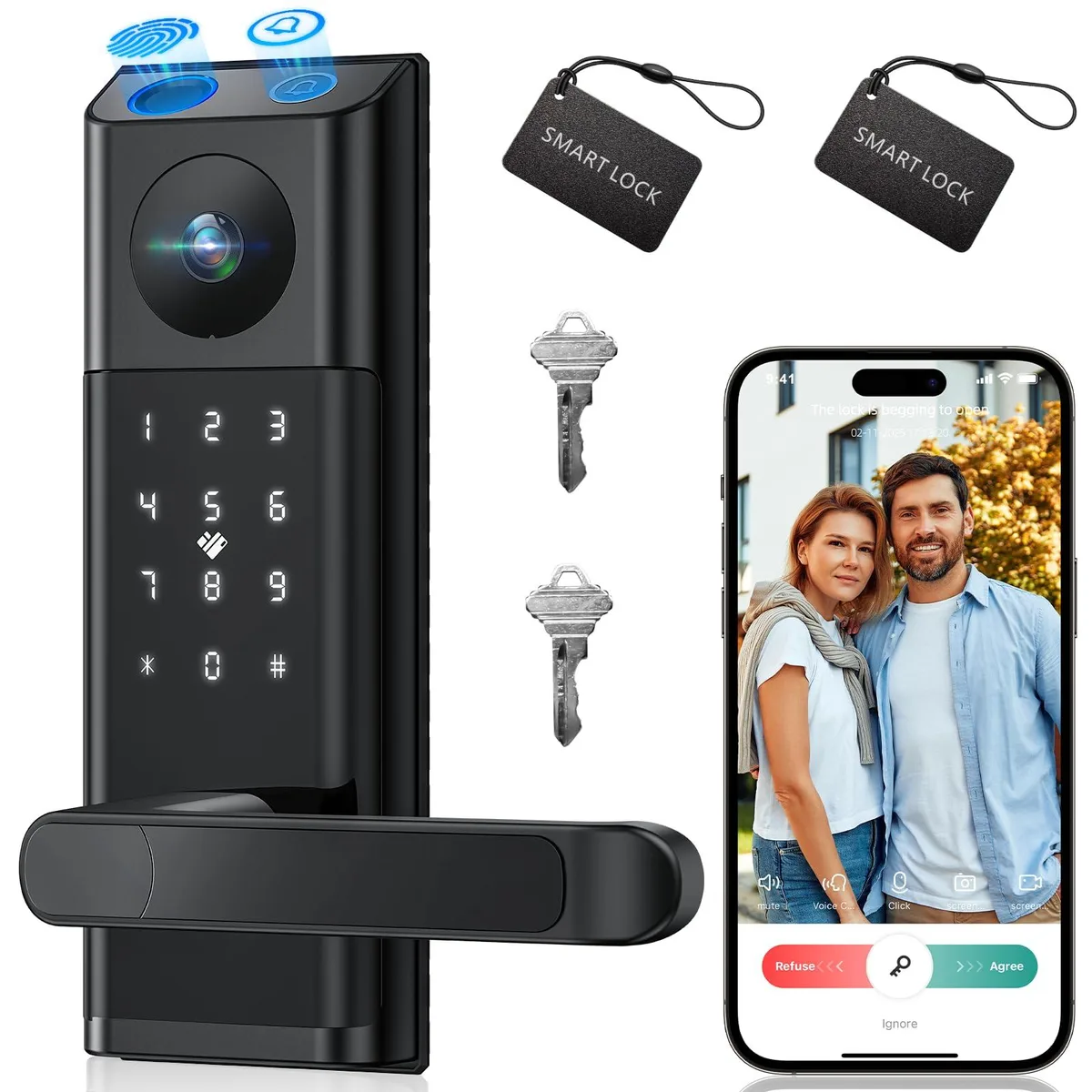 DNBeffulgent DNBeffulgent DL02 Smart Door Lock Black 5.3x2.7x8.2in — product photo