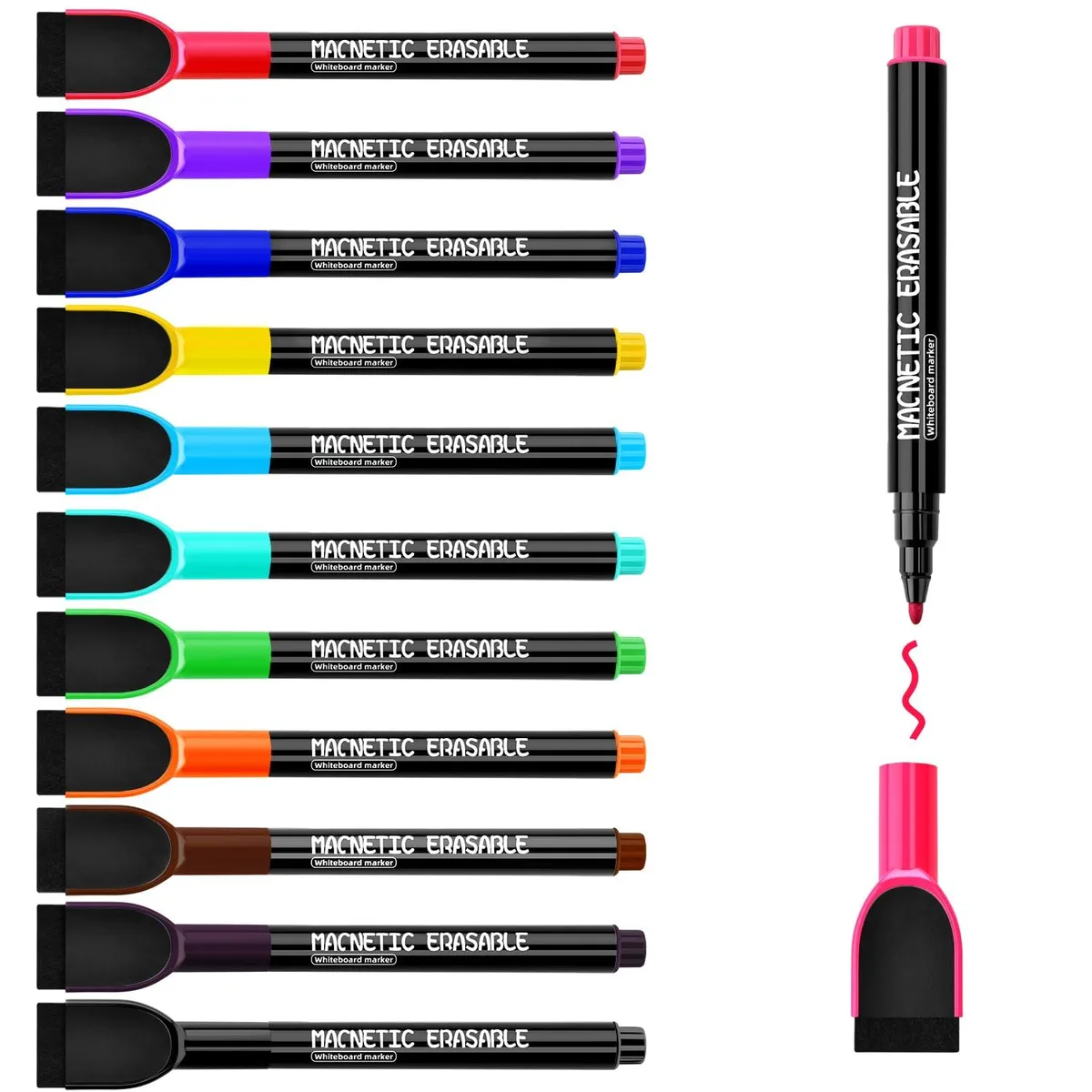 PRZRU Magnetic Dry Erase Markers Fine Tip 12 Colors — product photo