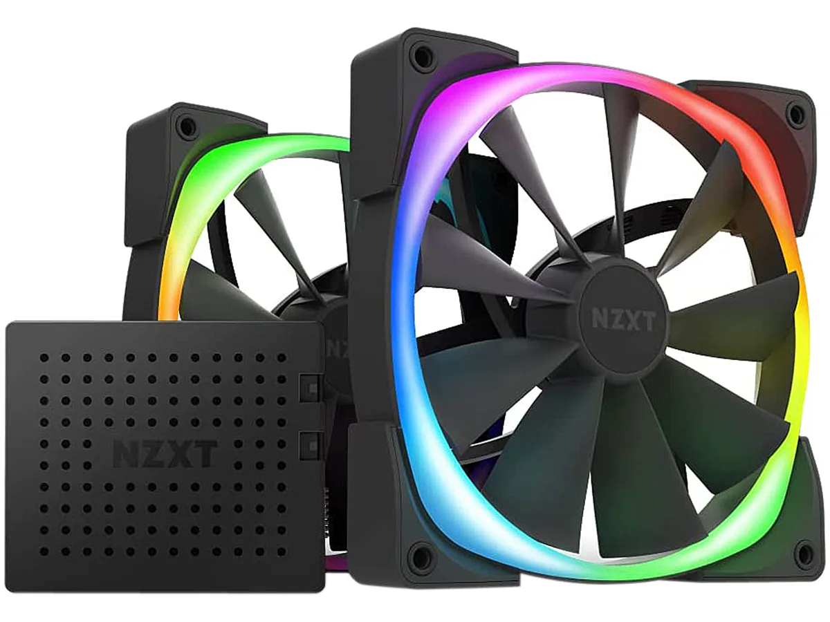NZXT NZXT HF-2814C-DB 2×140mm PWM case fan kit, RGB, 500-1500 RPM — product photo