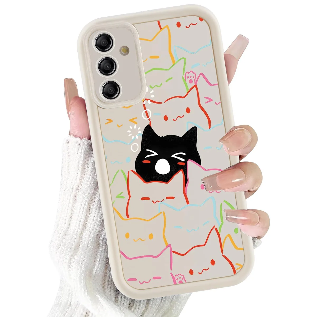 No Sew No Sew Samsung Galaxy A16 5G 6.7'' Cat Pattern Silicone Case White — product photo