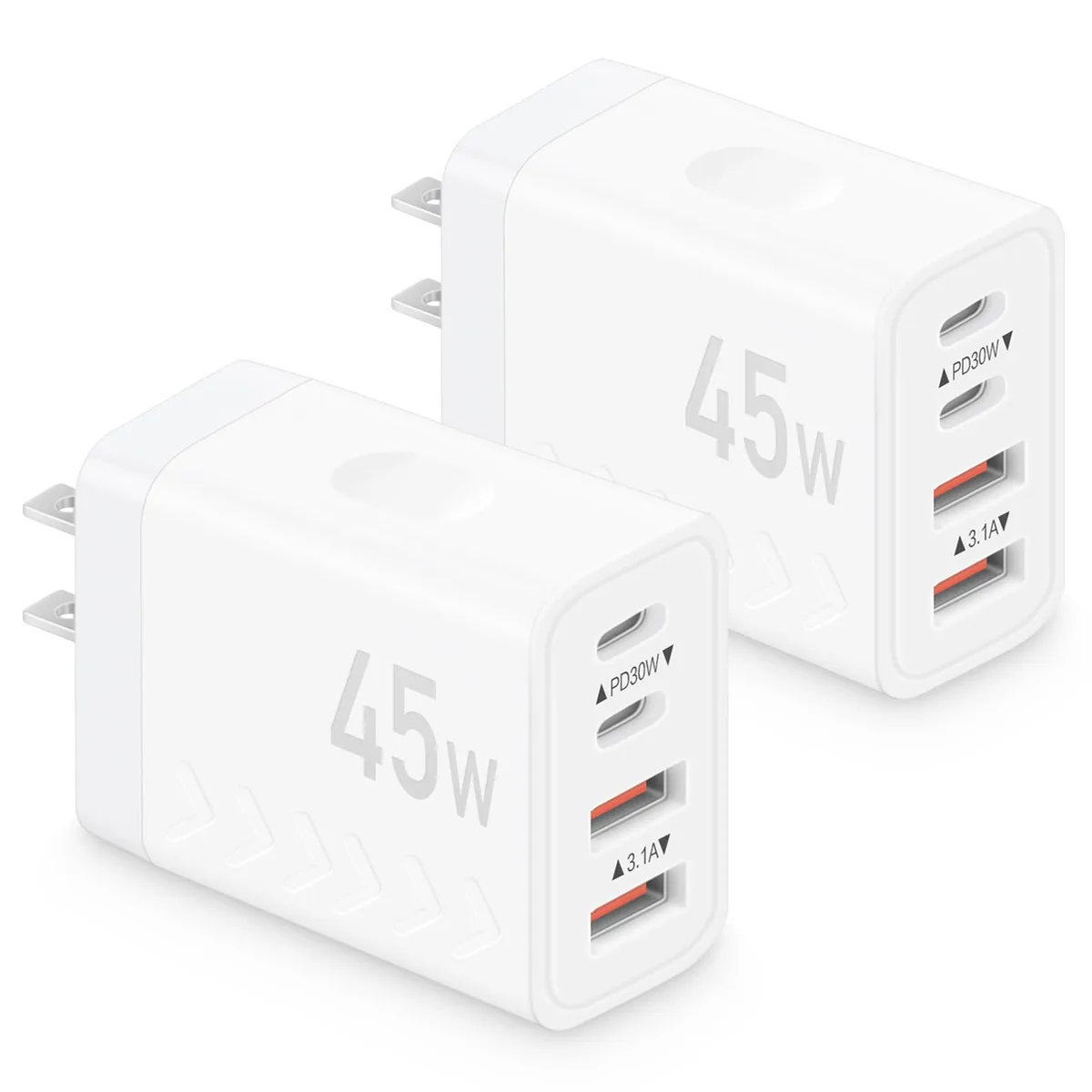 Dmiosw DWS-402A2C 45W 4-Port USB Charger 2-Pack White — product photo