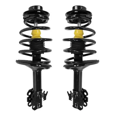 Pair of silver front strut assemblies with springs and mounts
