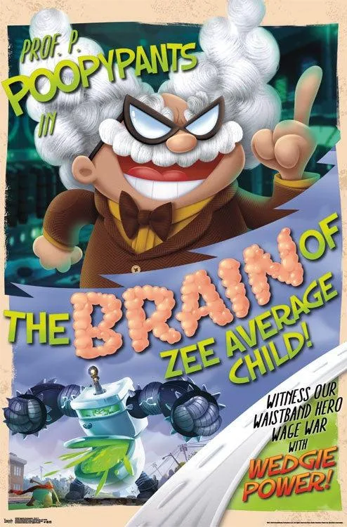 Poster print of Captain Underpants character Professor P on paper, 22 by 34 inches