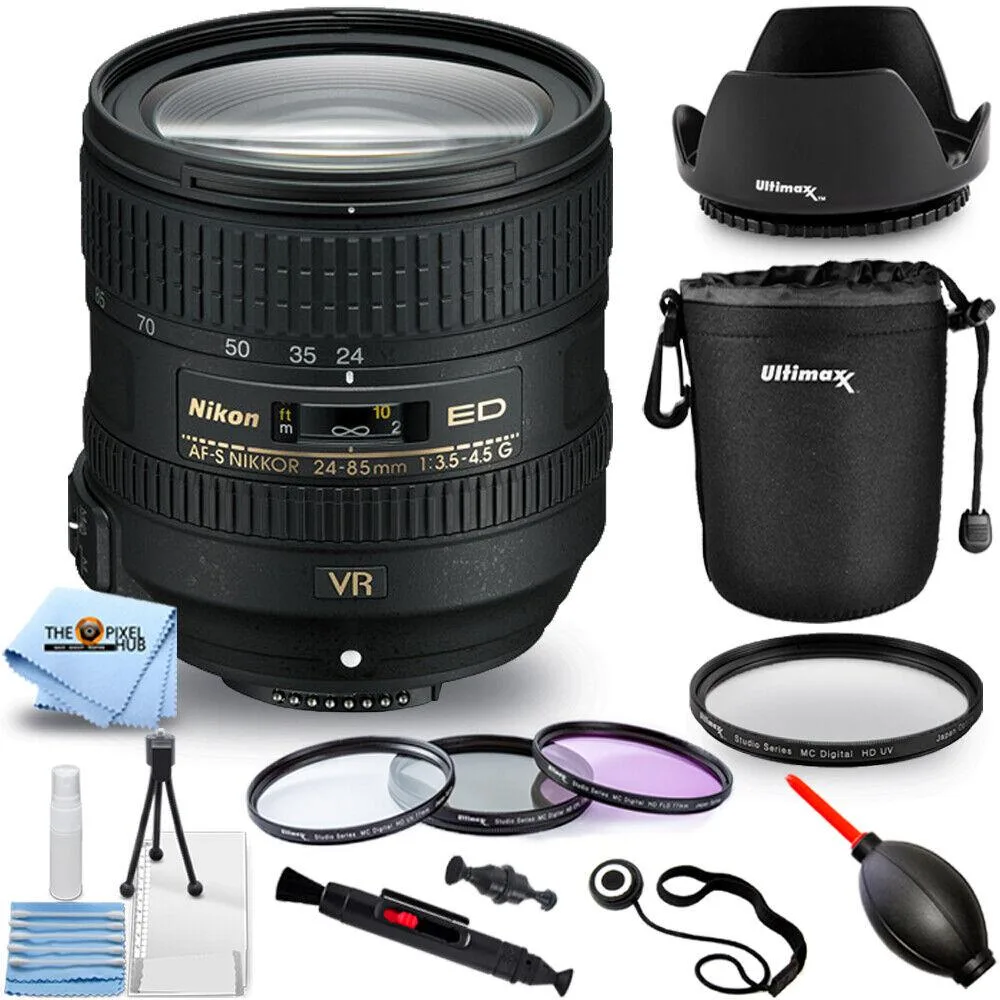 Nikon Global Nikon AF-S NIKKOR 24-85mm f/3.5-4.5G ED VR Lens 10PC Accessory Bundle — product photo