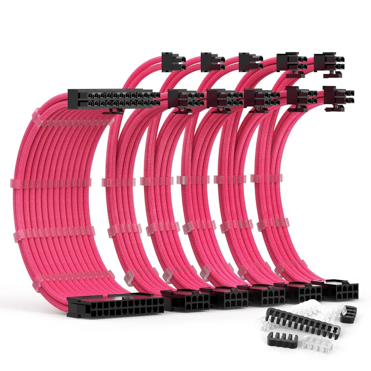 BUCIER BUCIER PSU Cable Extension Kit 30cm 24-pin 2x8-pin EPS 3x8-pin PCIe Pink — product photo