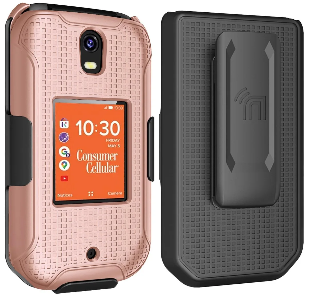 Nakedcellphone Nakedcellphone Grid Case + Belt Clip Holster Rose Gold for Iris Flip SH3320 2023 — product photo